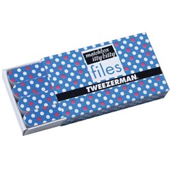 Tweezerman Matchbox Itty Bitty Polka Dot Files - Blue