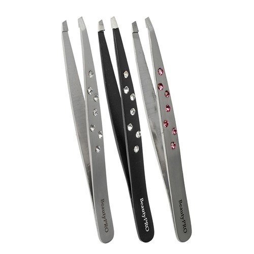 BeautyPRO Dazzle Me Pink Crystal Slant Tweezer