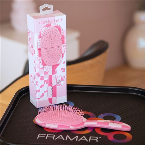 Framar Detangle Hair Brush Checked Out Pink