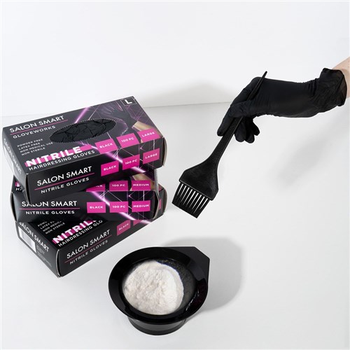 Salon Smart Nitrile Gloves Black Medium 100pk