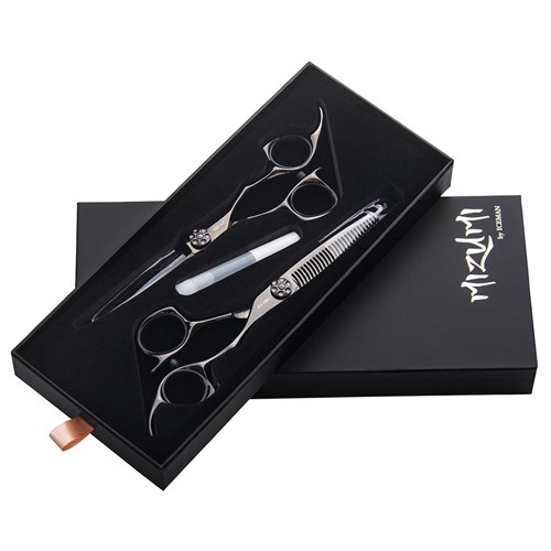 Iceman Mizumi Katani 5.5” Hairdressing Scissors and Thinner Set Black