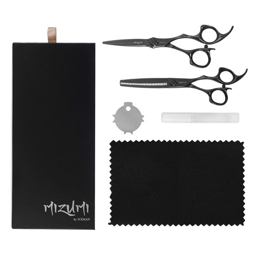 Iceman Mizumi Katani 5.5” Hairdressing Scissors and Thinner Set Black