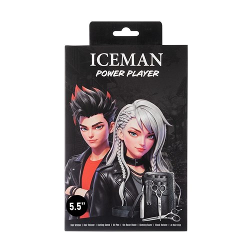 Iceman Power Player 5.5” Hairdressing Scissors Set Black