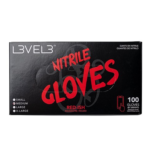 L3VEL3 Nitrile Gloves Red Medium 100pk
