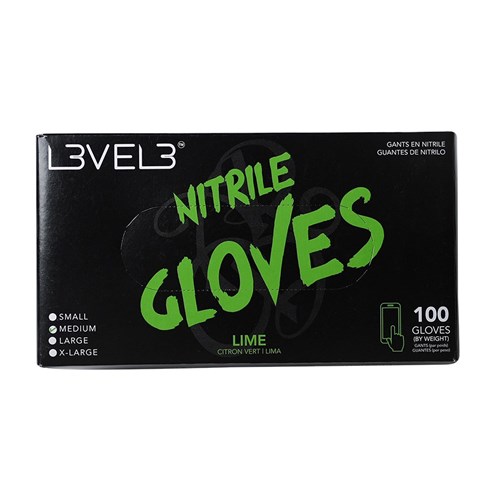 L3VEL3 Nitrile Gloves Lime Medium 100pk