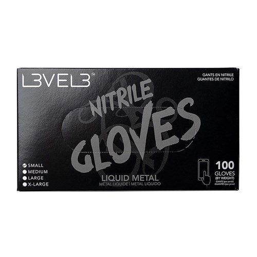 L3VEL3 Nitrile Gloves Liquid Metal Small 100pk
