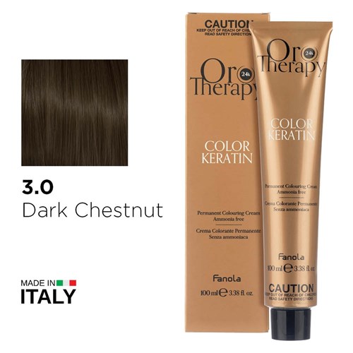 Fanola Oro Therapy Color Keratin Hair Colour 3.0 Dark Chestnut