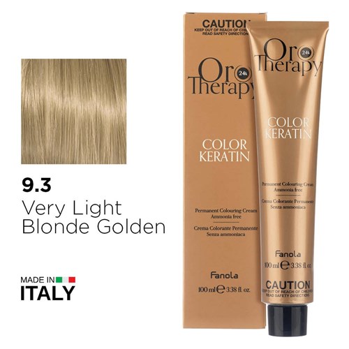 Fanola Oro Therapy Color Keratin Hair Colour 9.3 Very Light Blonde Golden