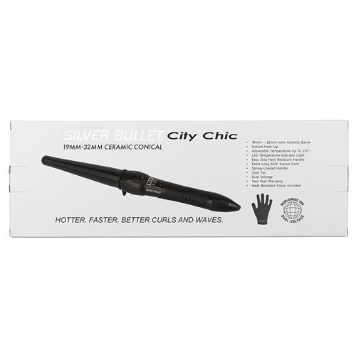Silver Bullet City Chic Large Ceramic Conical Curling Iron